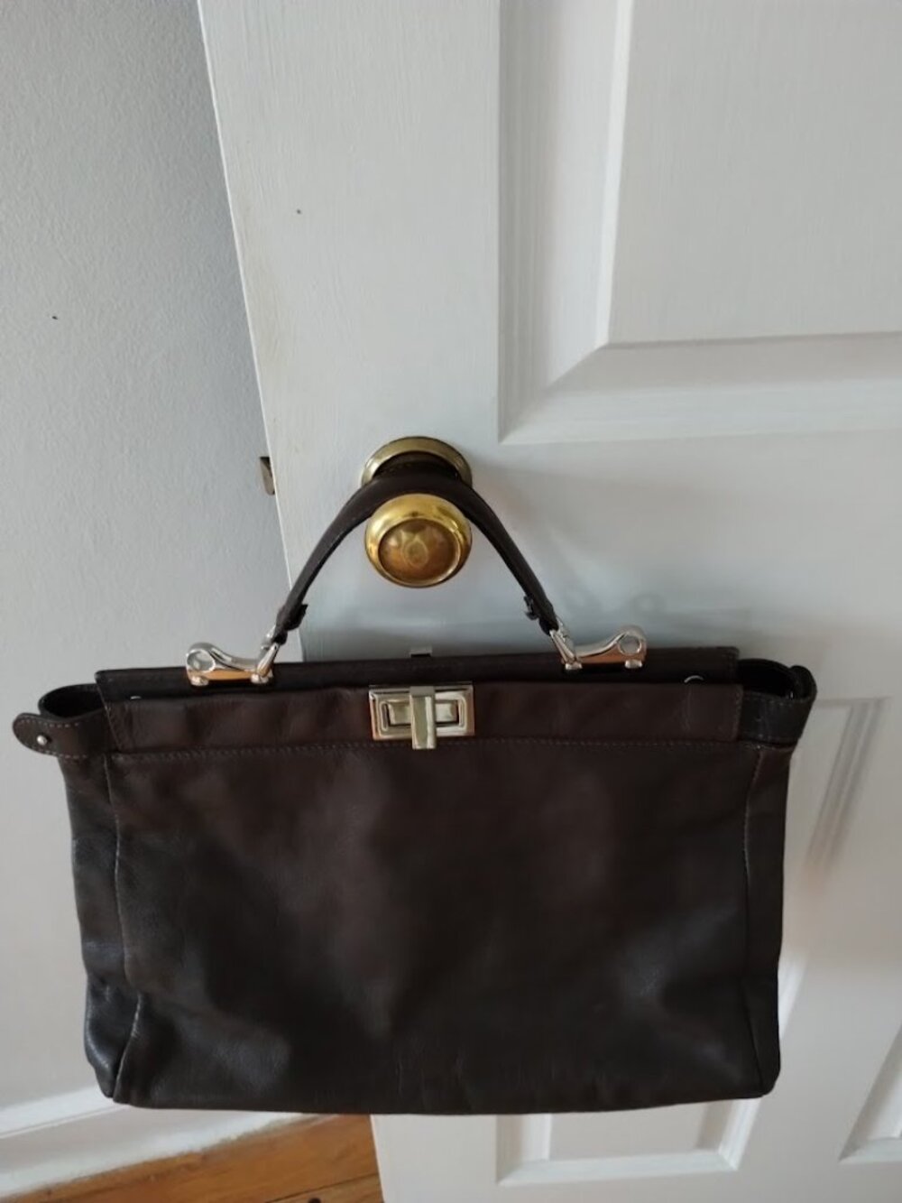 Borse in Pelle Brown Leather Tote Handbag Made in Italy - Picture 2 of 10